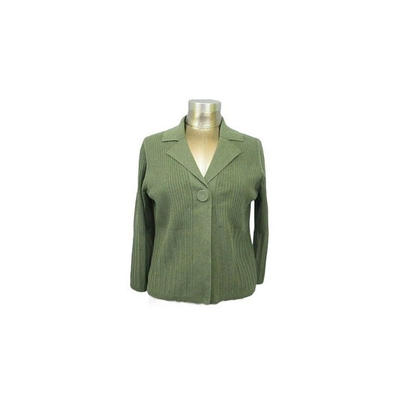 Croft Barrow Sweater Womens Size Xl Misses Green Single‎ Button 21733 New - Picture 1 of 5